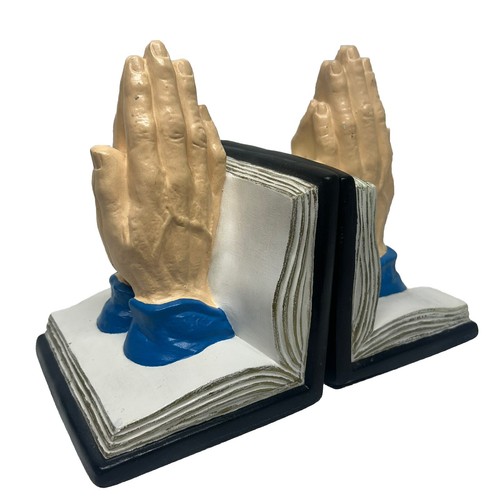 Praying hands bookends - praying, ceramic